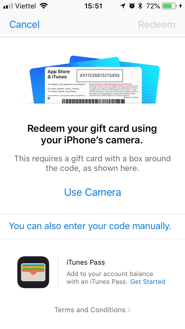 Nạp iTunes Gift Card
