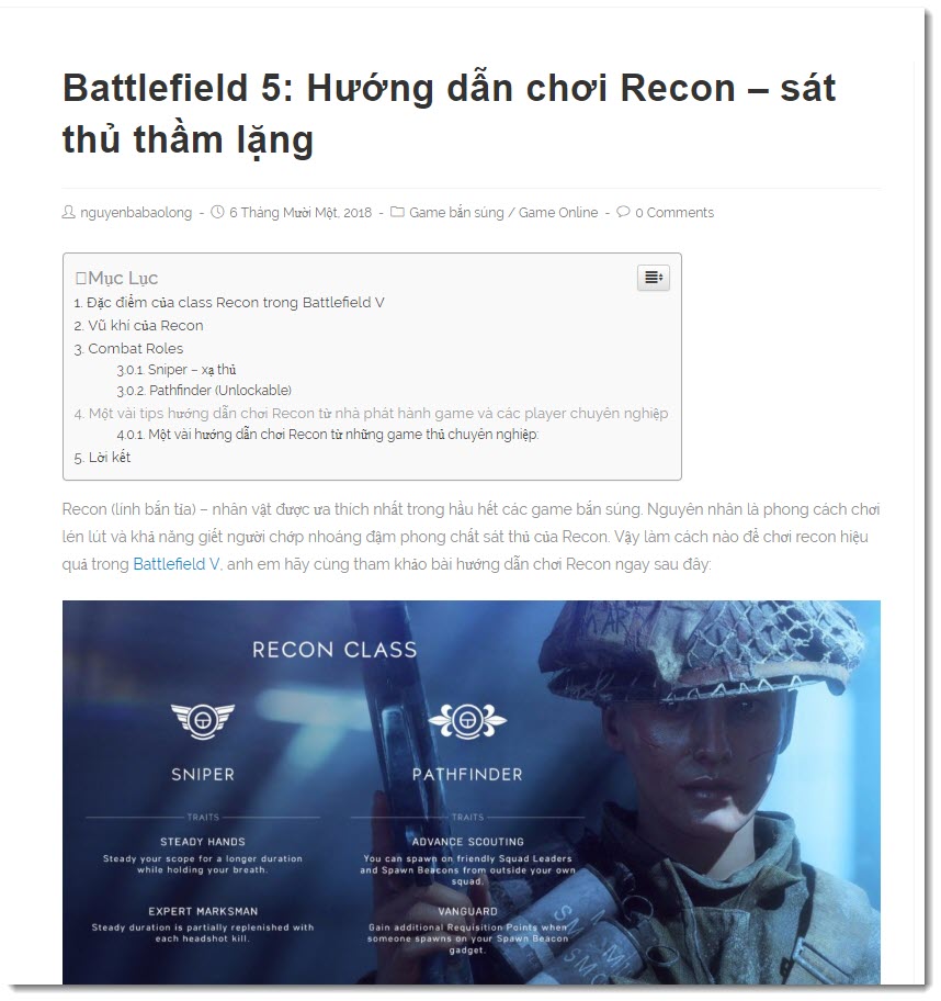 hướng dẫn chơi recon trong battlefield 5